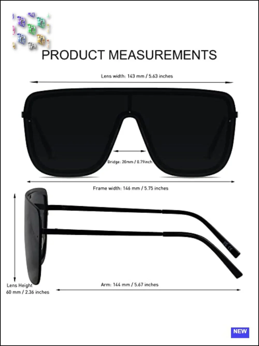 Rimless Oversized Square Sunglasses for Women Men UV400 Frameless Glasses